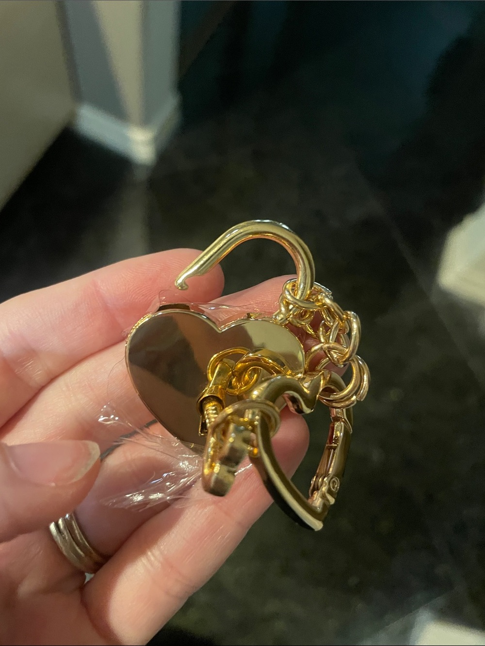 Gold Locket & Key Bag Charm - Picture 5 of 6